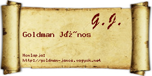 Goldman János névjegykártya