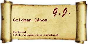 Goldman János névjegykártya